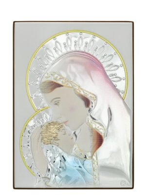 Ασημένια Εικόνα η Παναγία με Τον Χριστό 21cmx15cm