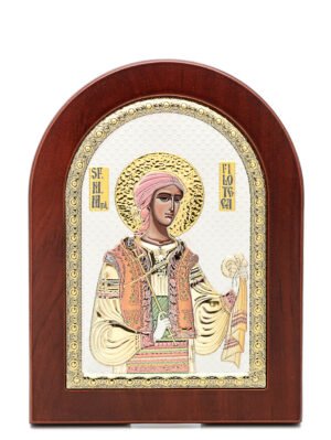 Ασημένια Εικόνα η Αγία Φιλοθέη 10cmx14cm