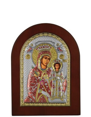 Ασημένια Εικόνα Παναγία Ρόδον το Αμάραντο 10cmx14cm