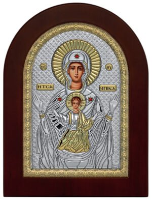 Ασημένια Εικόνα η Παναγία η Τσαμπίκα 15cmx21cm