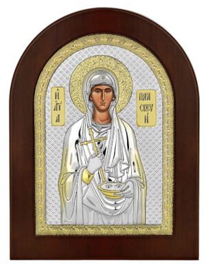 Ασημένια Εικόνα η Αγία Παρασκευή 15cmx21cm