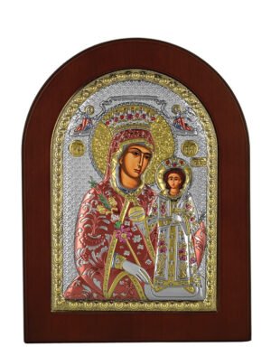 Ασημένια Εικόνα Παναγία Ρόδον το Αμάραντο 15cmx21cm