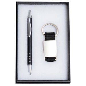 Σετ Κασετίνα με Μεταλλικό Στυλό και Μπρελόκ σε Μαύρο Χρώμα
