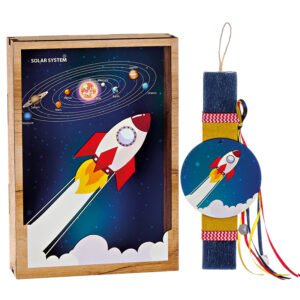 Αρωματική Πασχαλινή Λαμπάδα με Ξύλινο Κάδρο με Εκτυπωμένο Θέμα Διάστημα