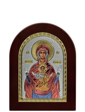 Ασημένια Εικόνα η Παναγία η Τσαμπίκα 7.5cmx9.5cm
