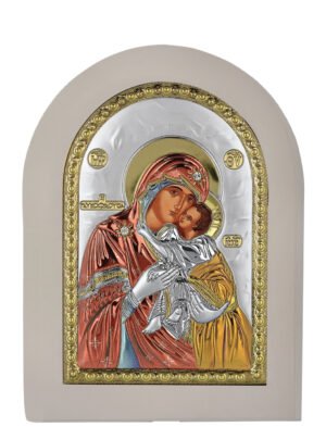 Ασημένια Εικόνα Παναγία η Γλυκοφιλούσα 15cmx21cm