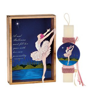 Αρωματική Πασχαλινή Λαμπάδα με Ξύλινο Κάδρο με Εκτυπωμένο Θέμα Μπαλαρίνα