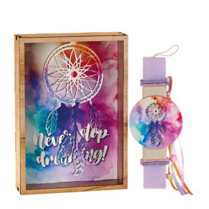 Αρωματική Πασχαλινή Λαμπάδα με Ξύλινο Κάδρο με Εκτυπωμένο Θέμα Ονειροπαγίδα Never Stop Dreaming
