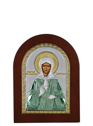 Ασημένια Εικόνα Αγία Ματρώνα 7.5cmx9.5cm
