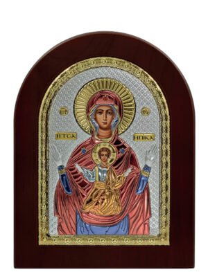 Ασημένια Εικόνα η Παναγία η Τσαμπίκα 10cmx14cm