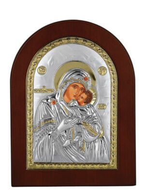 Ασημένια Εικόνα Παναγία η Γλυκοφιλούσα 15cmx21cm