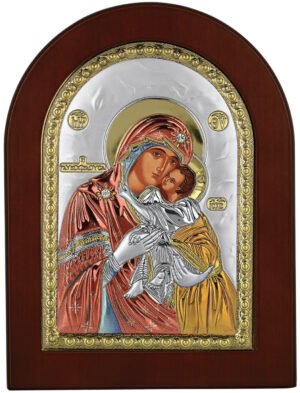 Ασημένια Εικόνα Παναγία η Γλυκοφιλούσα 20cmx26cm