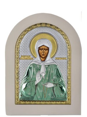 Ασημένια Εικόνα Αγία Ματρώνα 15cmx21cm