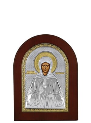 Ασημένια Εικόνα Αγία Ματρώνα 7.5cmx9.5cm