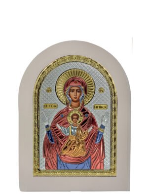 Ασημένια Εικόνα η Παναγία η Τσαμπίκα 7.5cmx9.5cm