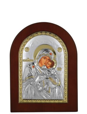 Ασημένια Εικόνα Παναγία η Γλυκοφιλούσα 10cmx14cm