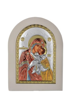 Ασημένια Εικόνα Παναγία η Γλυκοφιλούσα 10cmx14cm