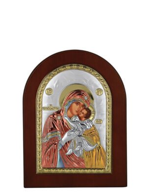 Ασημένια Εικόνα Παναγία η Γλυκοφιλούσα 7.5cmx9.5cm
