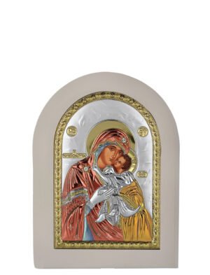 Ασημένια Εικόνα Παναγία η Γλυκοφιλούσα 7.5cmx9.5cm