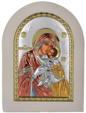 Ασημένια Εικόνα Παναγία η Γλυκοφιλούσα 20cmx26cm