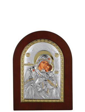 Ασημένια Εικόνα Παναγία η Γλυκοφιλούσα 7.5cmx9.5cm