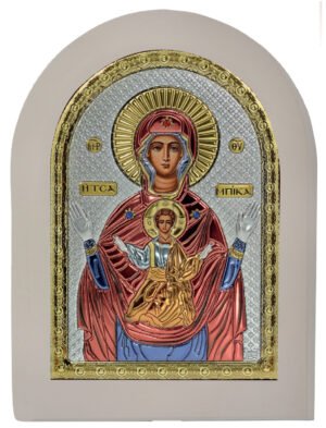Ασημένια Εικόνα η Παναγία η Τσαμπίκα 15cmx21cm