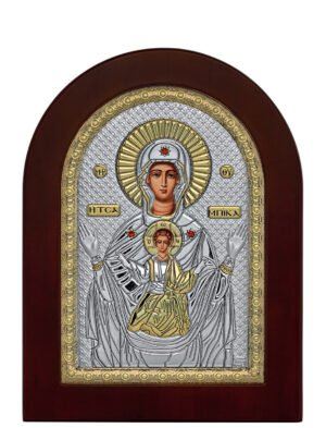 Ασημένια Εικόνα η Παναγία η Τσαμπίκα 10cmx14cm