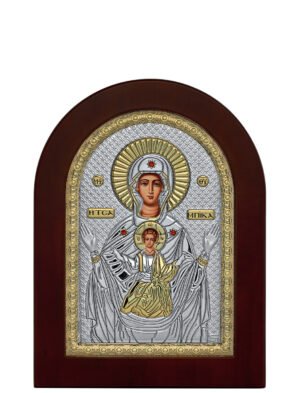 Ασημένια Εικόνα η Παναγία η Τσαμπίκα 7.5cmx9.5cm