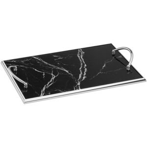 Ασημί Δίσκος Γάμου Τύπου Μάρμαρο σε Μαύρο Χρώμα