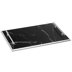 Ασημί Δίσκος Γάμου Τύπου Μάρμαρο σε Μαύρο Χρώμα