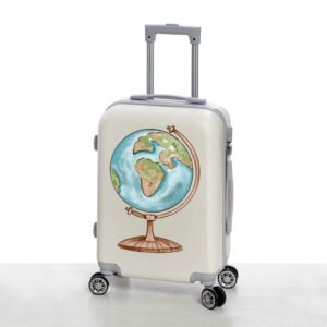 Βαλίτσα Βάπτισης Off White με Υδρόγειο – Εκτυπωμένη