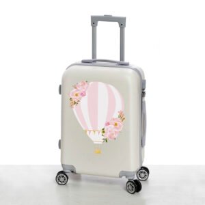 Βαλίτσα Βάπτισης Off White με Ροζ Αερόστατο – Εκτυπωμένη
