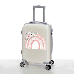 Βαλίτσα Βάπτισης Off White με Ουράνιο Τόξο & Λουλούδια – Εκτυπωμένη