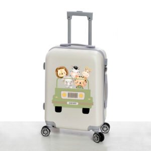 Βαλίτσα Βάπτισης Off White με Ζωάκια Ζούγκλας & Jeep – Εκτυπωμένη