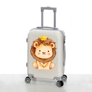 Βαλίτσα Βάπτισης Off White με Λιονταράκι & Κορώνα – Εκτυπωμένη