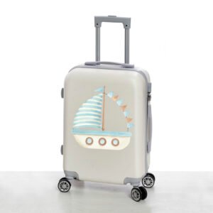 Βαλίτσα Βάπτισης Off White με Καράβι – Εκτυπωμένη