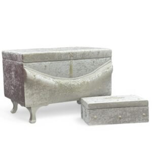 Βελούδινο Λευκό Μπαούλο Σετ 55*35*30cm