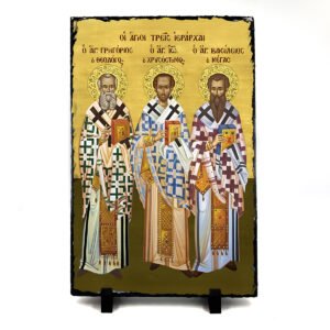 Εικόνα των Τριών Ιεραρχών σε Φυσική Πέτρα 20cm x 30cm