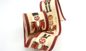 Χριστουγεννιάτικη Υφασμάτινη Κορδέλα 6.3cm με Λαμπερό Γκλίτερ.