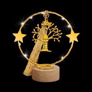 Φωτιζόμενο Γούρι 2026 Δέντρο της Ζωής με ευχές σε Ξύλινη Βάση
