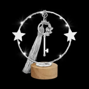 Φωτιζόμενο Γούρι 2026: Ασημί Κλειδί Επιτυχίας LED (13cm) | Επιτραπέζιο