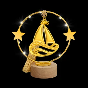 Φωτιζόμενο Γούρι 2026: Χρυσό Καράβι με Στρας LED (13cm) | Επιτραπέζιο