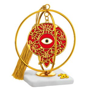 Γούρι 2026 Μάτι Κόκκινο-Χρυσό σε Βότσαλο – Σύμβολο Προστασίας & Καλοτυχίας