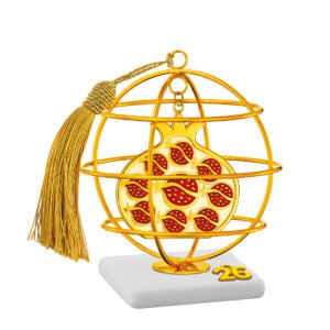 Γούρι 2026 Ρόδι Χρυσό με Κόκκινους Σπόρους σε Βότσαλο – Σύμβολο Ευτυχίας & Αφθονίας