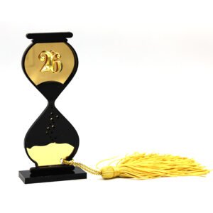 Γούρι 2026 Κλεψύδρα Μαύρη-Χρυσή με Φούντα