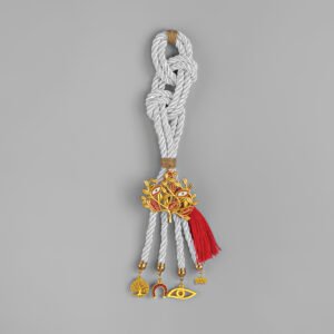 Γούρι 2026 Χρυσό Δέντρο με Μάτια – Λευκό Κορδόνι & Κόκκινη Φούντα