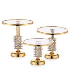 METAL TRAY ΣΕΤ 3 Τεμαχίων GOLD - γυαλί & Χρυσός