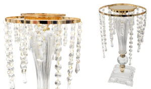 Επιτραπέζιο Μεταλλικό Κηροπήγιο με Κρύσταλλiνες Λεπτομέριες