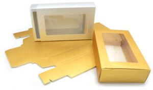 ΧΑΡΤΙΝΟ ΚΟΥΤΙ ΣΥΡΤΑΡΩΤΟ ΜΕ ΠΑΡΑΘΥΡΟ ΧΡΥΣΟ/ΑΣΗΜΙ 26x16cx5.8cm