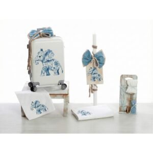 Σετ Βάπτισης Τρόλεϊ "Floral Blue Elephant"